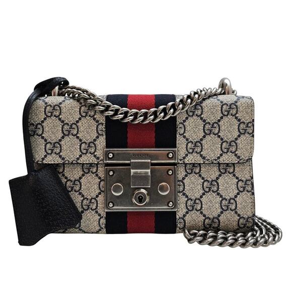 Gucci GG Supreme Web Small Padlock Shoulder Bag Navy - Picture 1 of 8